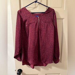 Apt. 9 Maroon Patterned Blouse